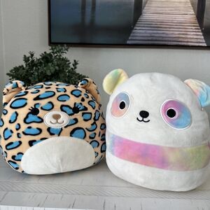 Kellytoy Squishmallows Plush Stuffed Animal Lot Leopard Blue, Panda Pearson